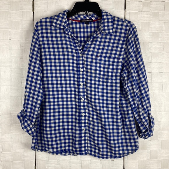 British Khaki Tops British Khaki Blue Gingham Check Shirt Poshmark